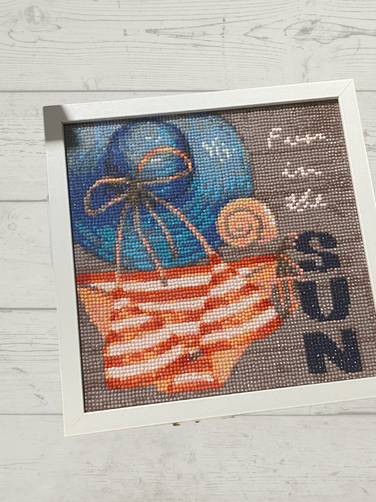 Fun In The Sun Completed Diamond Painting With Frame 10.5x10.5x2.75