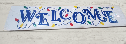 Holiday Rectangular Welcome Sign For Hanging Or Leaning On a mantle