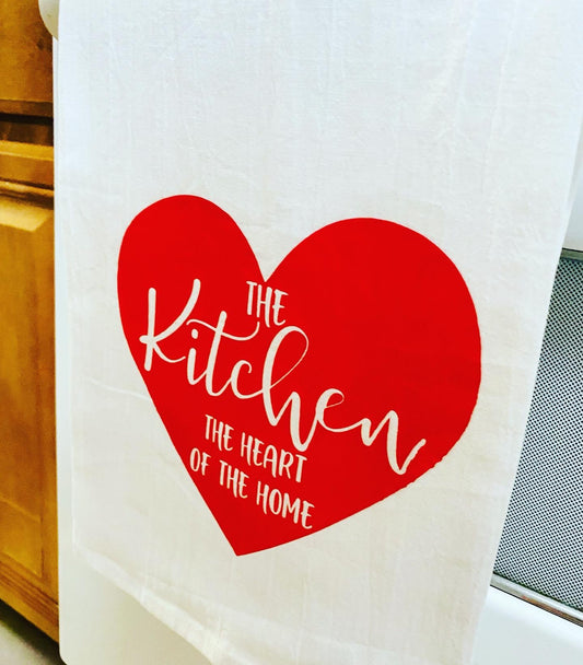 The Kitchen the heart  tea towel, Flour Towel Decorative