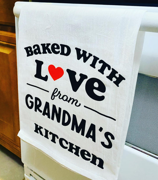 Baked With Love Tea Towel, Flour Towel Decor, good for drying