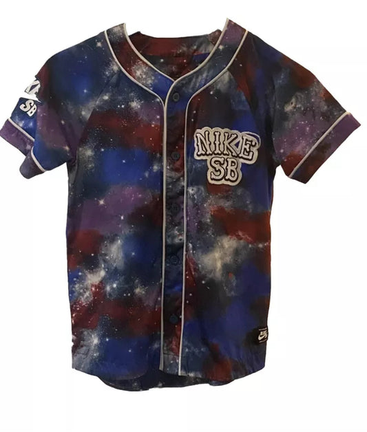 Nike SB Dri-Fit Galaxy Cosmic Button Up Baseball Jersey Youth Size Small