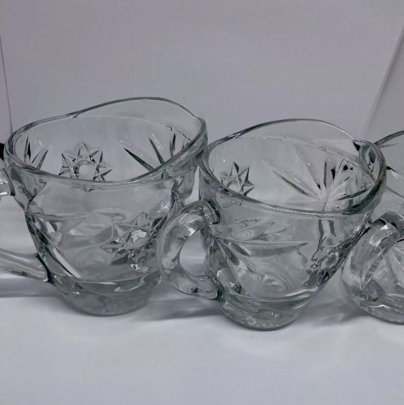 Anchor Hocking Early American Prescut Creamer Glass Set Of 3 Vintage