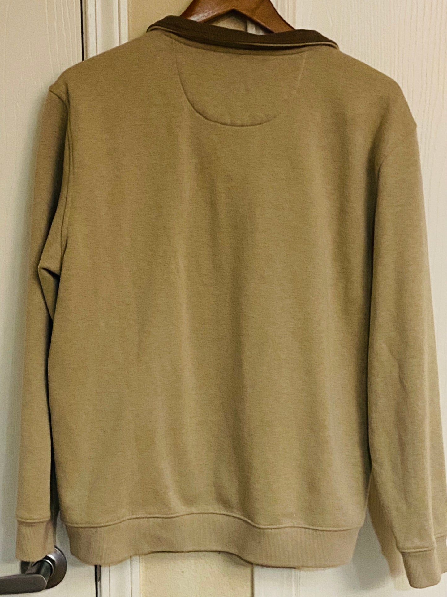 Van Heusen Mens Plaza Taupe Flex Fleece Quarter-Zip Pullover Sweatshirt L