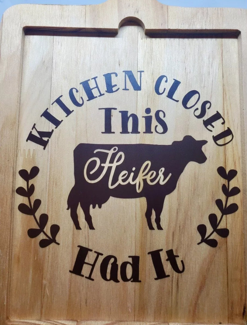 Farmhouse Kitchen Closed This Heifers Had It  Country wood sign, Decor, Hanging