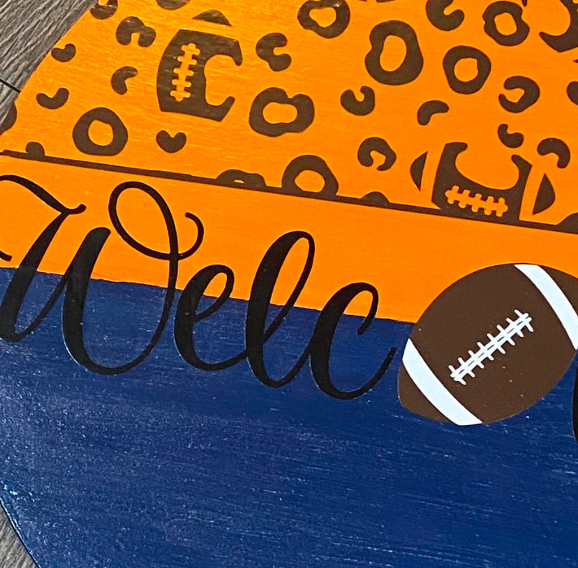 Football Welcome 12” Indoor Or Outdoor Sign Comes With Twine To Hang