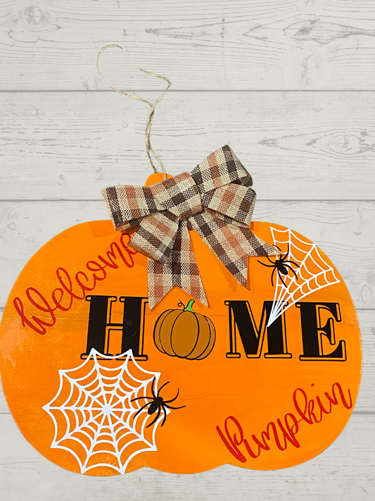 Welcome Home lightweight Pumpkin wooden Pumpkin Shape Sign 12x10