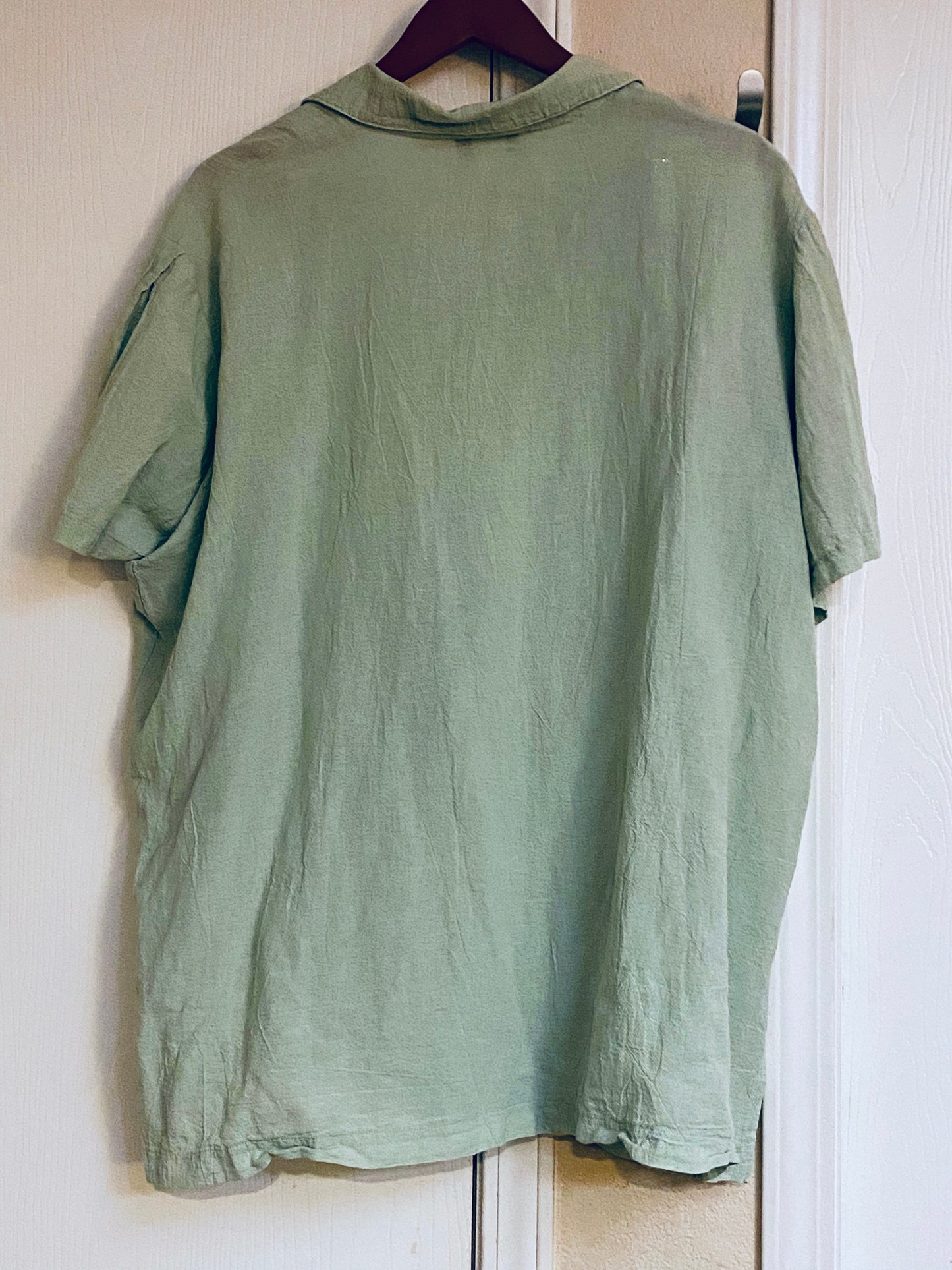 VTG Making It Big MIB Womens Size XXL Green Cotton Button Up Short Sleeve Shirt