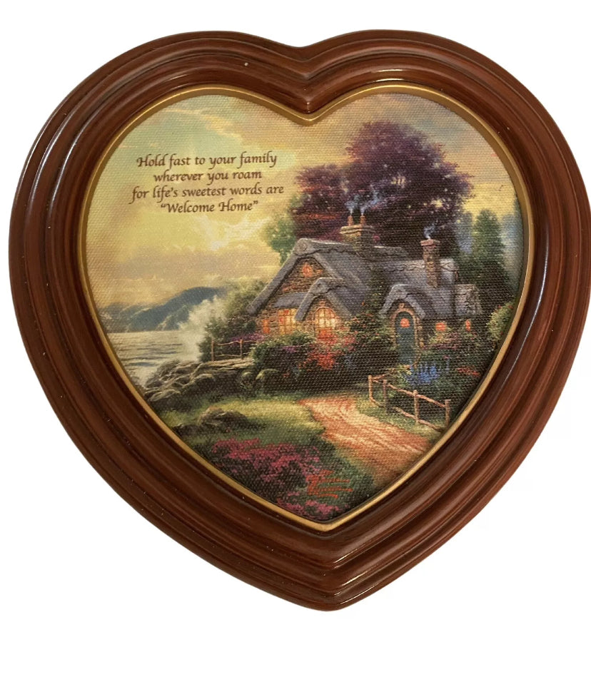 Thomas Kinkade's "The Light of Home" Heart-shaped Framed Canvas Print B0635