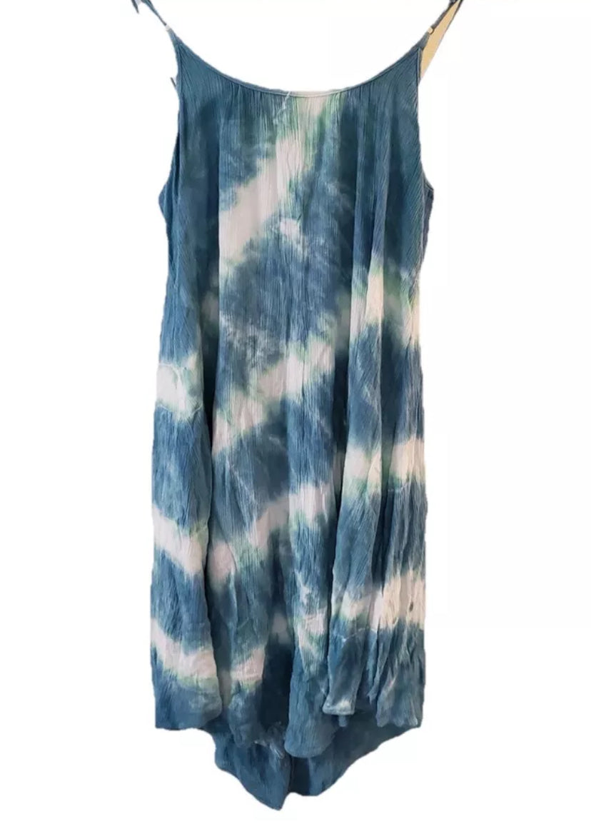 Knox Rose Blue White Rayon Tie Dye Adjustable Strap Sundress Size XS