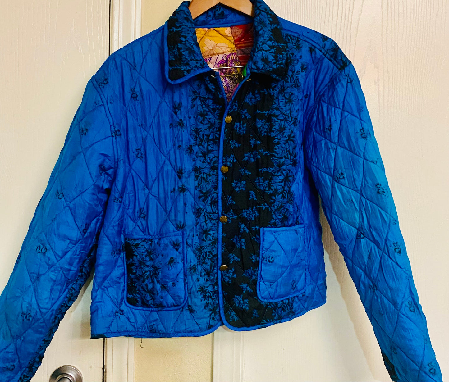 Vintage Reversible Jacket Medium Button Closure Pockets On Both Sides