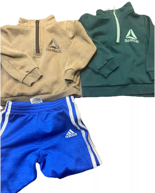 3pc Sports Pack Adidas Shorts and 2 Reebok Shirts 2T