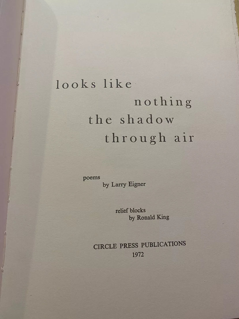 Looks Like Nothing The Shadow Through Air by Larry Eigner A.P artist proof