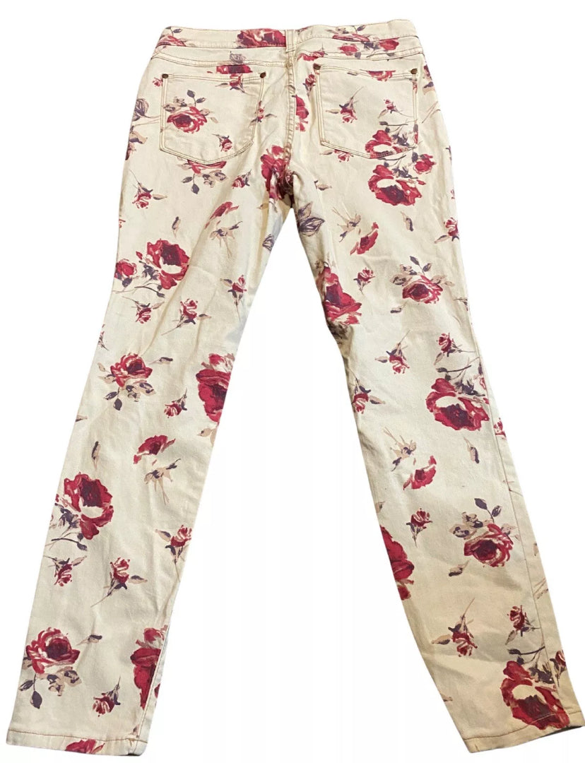 Free People Skinny Ankle Denim Jeans Women's Floral Size 30