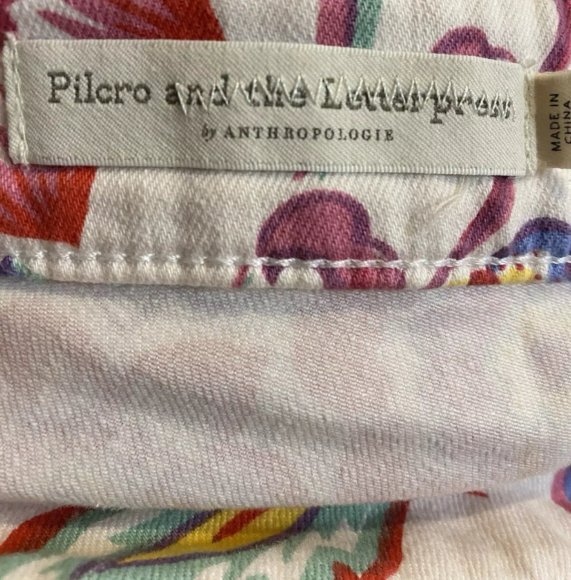 PILCRO AND THE LETTERPRESS  Jean Mid-Rise Skinny Pants Sz 32 Floral