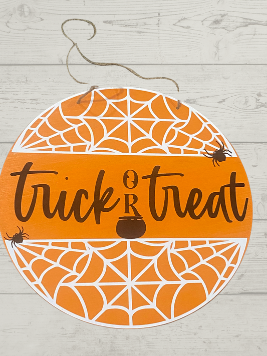 Welcome Sign for Front Door, Front Door Decor, Trick Or Treat 12”