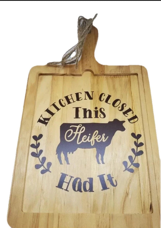 Farmhouse Kitchen Closed This Heifers Had It  Country wood sign, Decor, Hanging