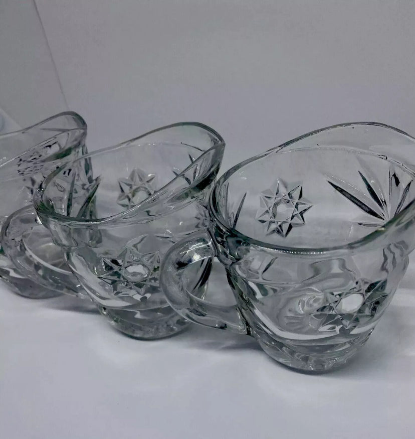 Anchor Hocking Early American Prescut Creamer Glass Set Of 3 Vintage