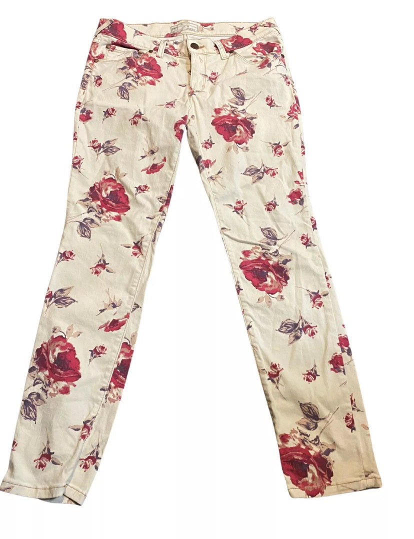 Free People Skinny Ankle Denim Jeans Women's Floral Size 30