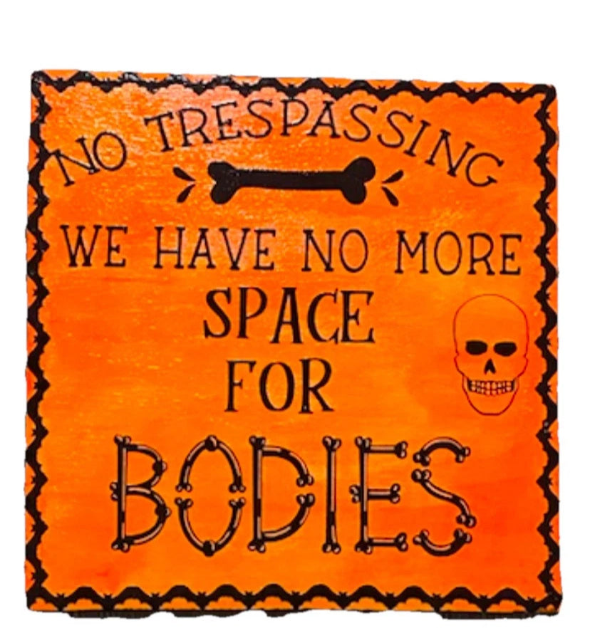 Halloween Bones Small Hanging Sign With Twine Attached. Can Also Be Leaning