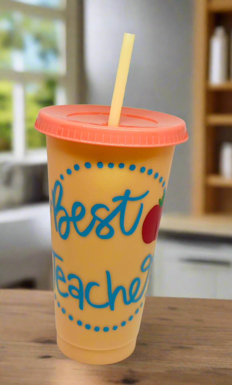 24oz Color Changing Tumbler-Best Teacher Teach Love Inspire