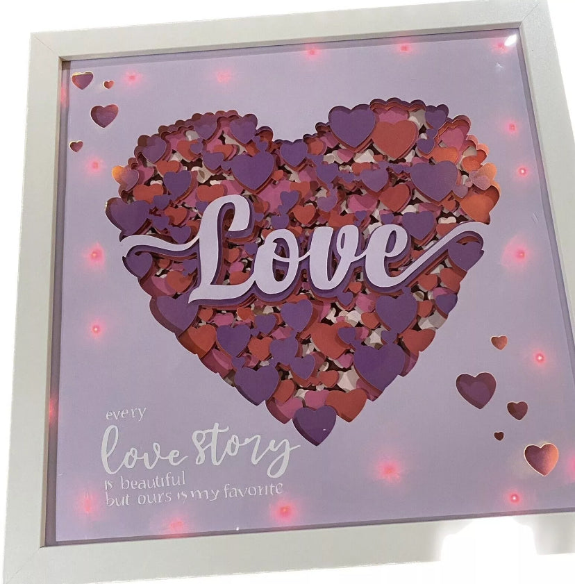 Love Story shadowbox With Led Lights. Can Turn On Or Off And Change Battery easy