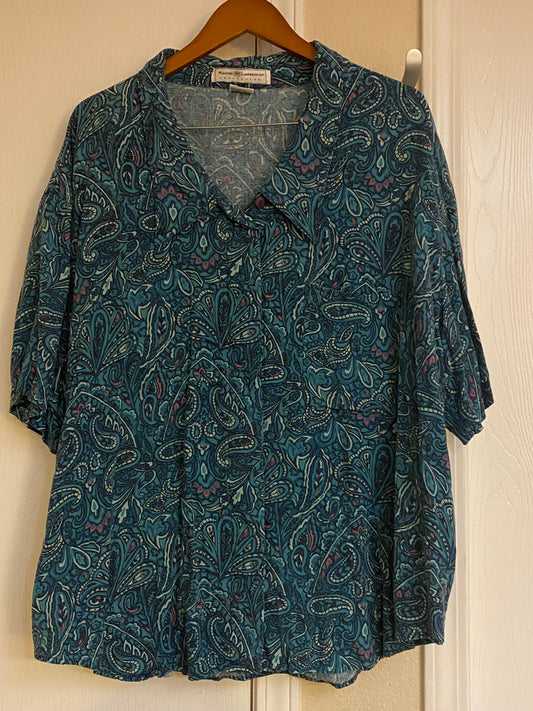 Vtg Maggie Lawrence Shirt Womens 26/28 Paisley