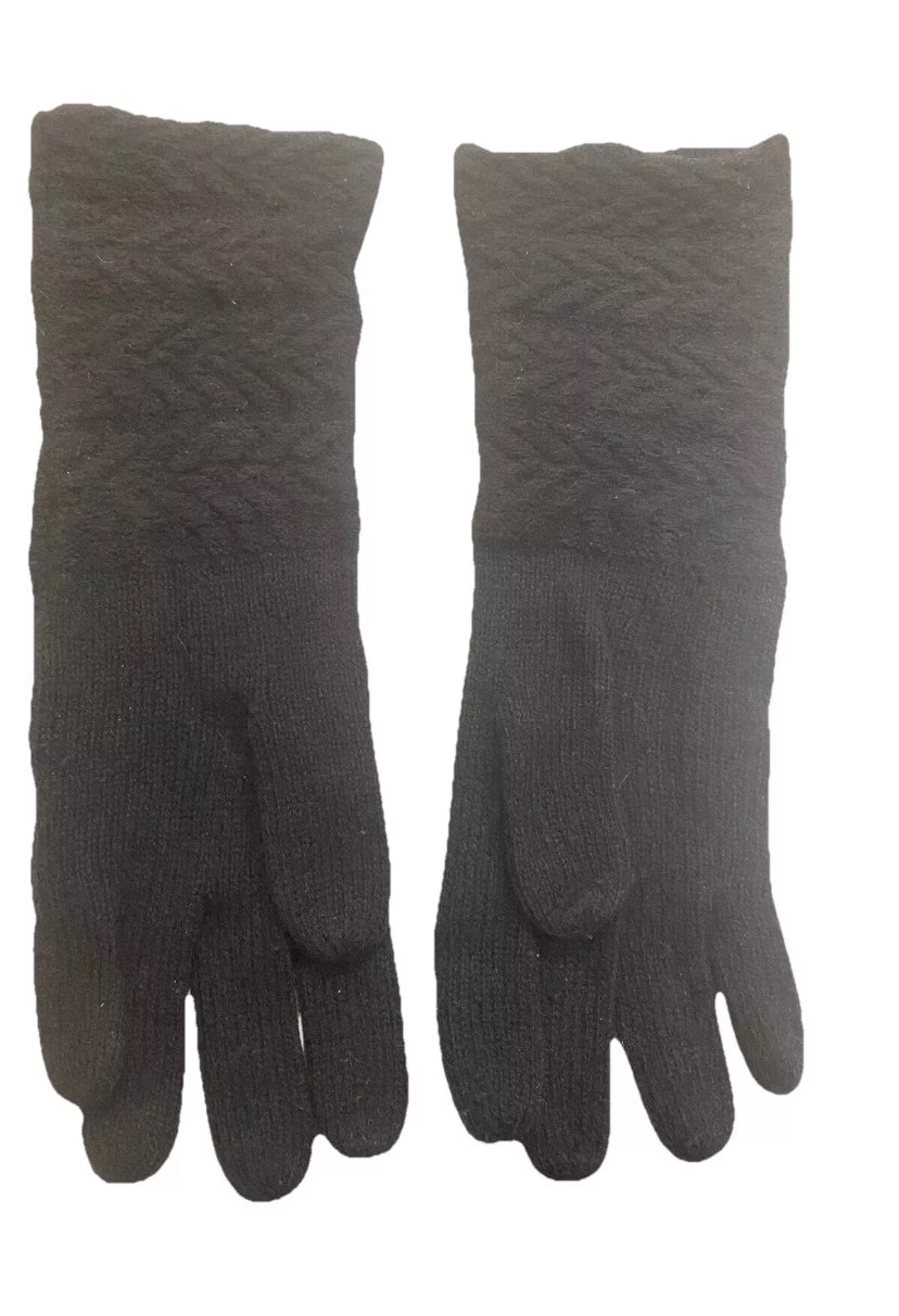 Ralph lauren Wool Blend Embroidered Logo Black Gloves