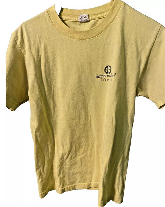 Women’s Simply Southern Short Sleeve T-Shirt Yellow Small with Graphic on back