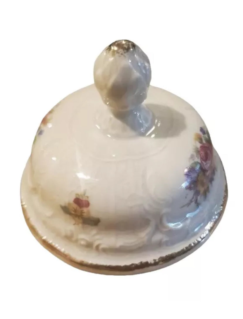 Rosenthal China Heirloom Sanssouci Germany Sugar Bowl with Lid Gold Trim Floral