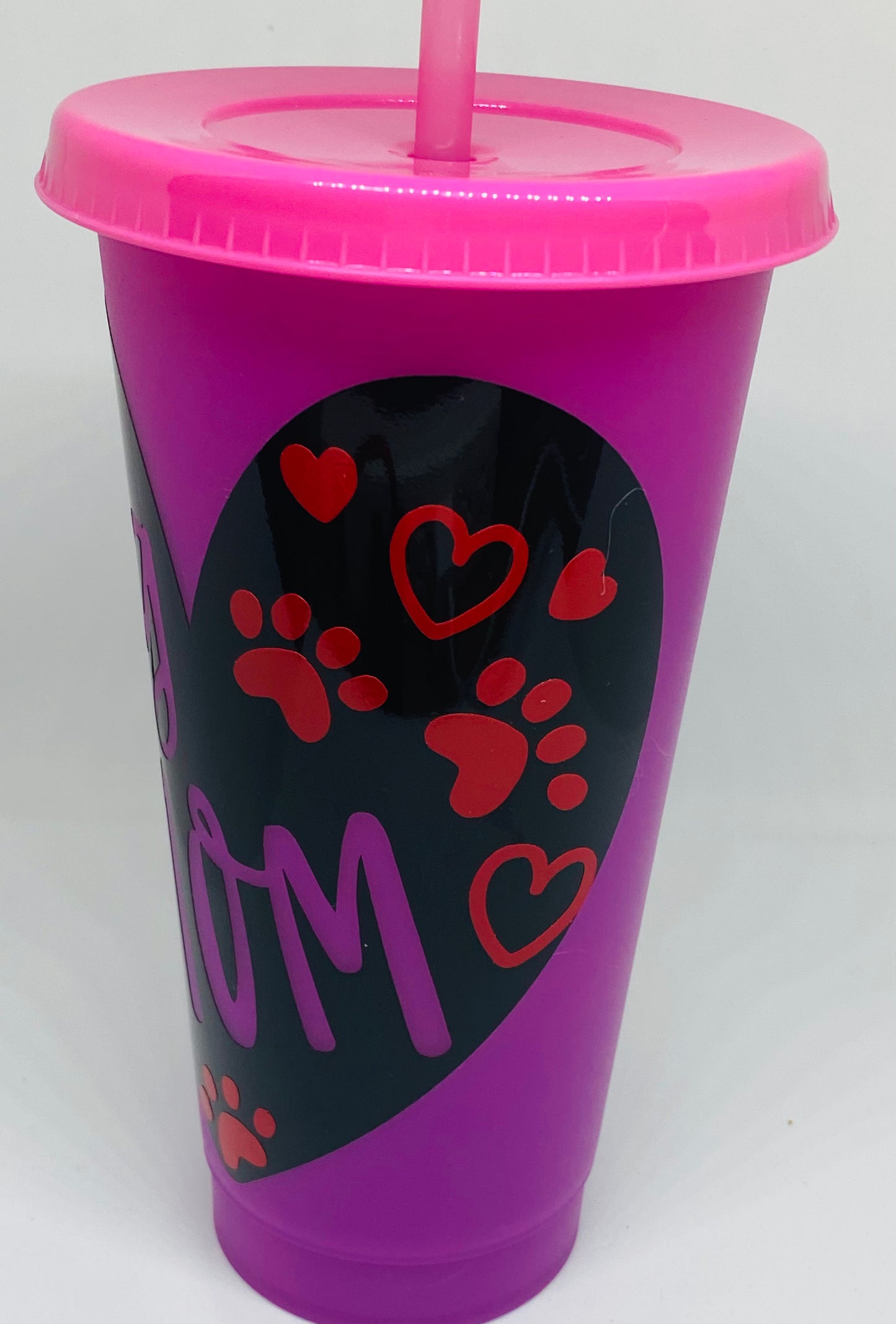 Dog mom heart 24 oz color changing