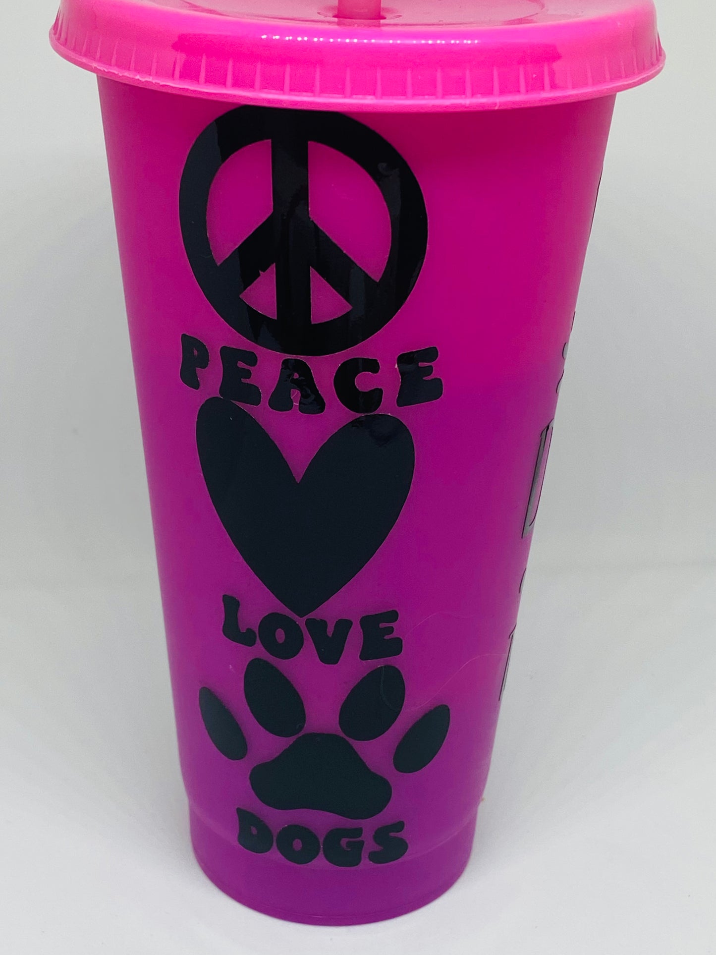 Changing color 24oz tumbler Peace Love Dog