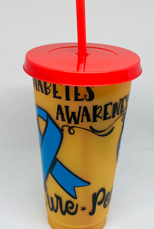 Peace Love Cure Diabetes awareness 24oz tumbler