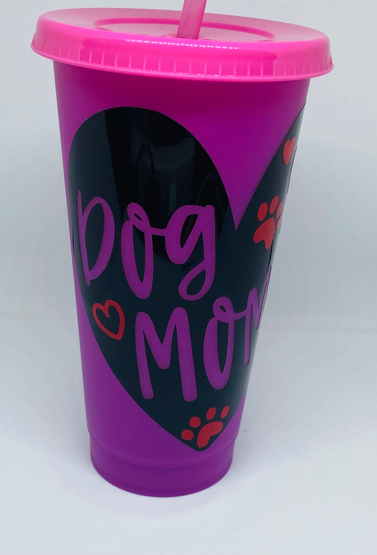 Dog mom heart 24 oz color changing