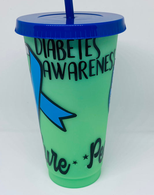 Diabetes Awareness 24oz changing color tumbler