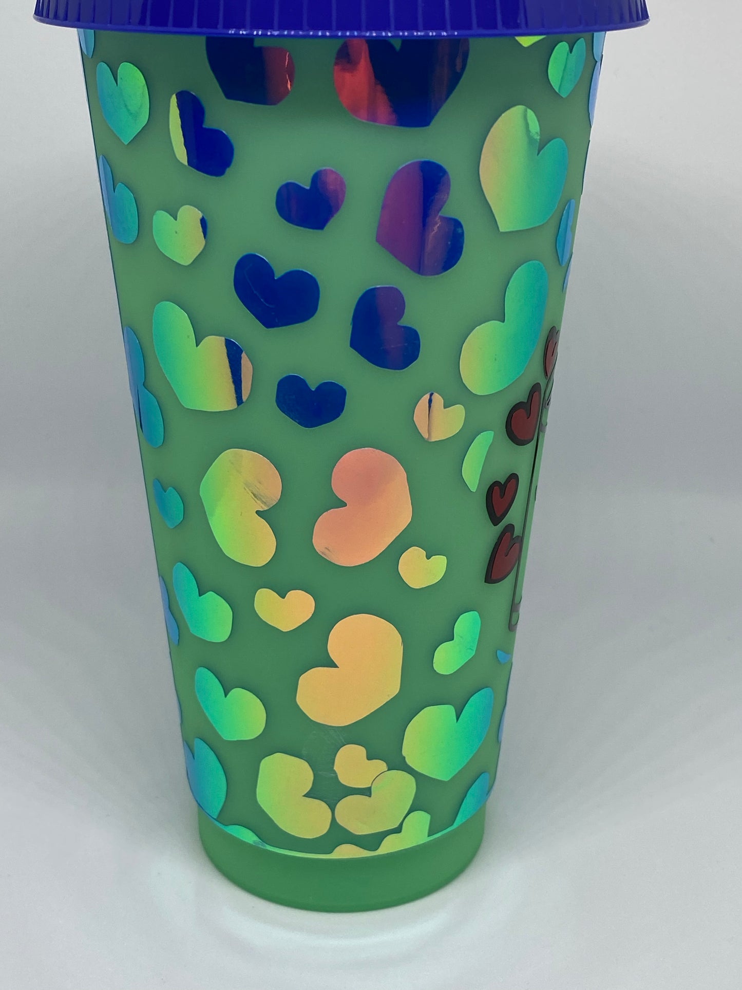 Color Changing with Ice cold liquid hearts tumbler