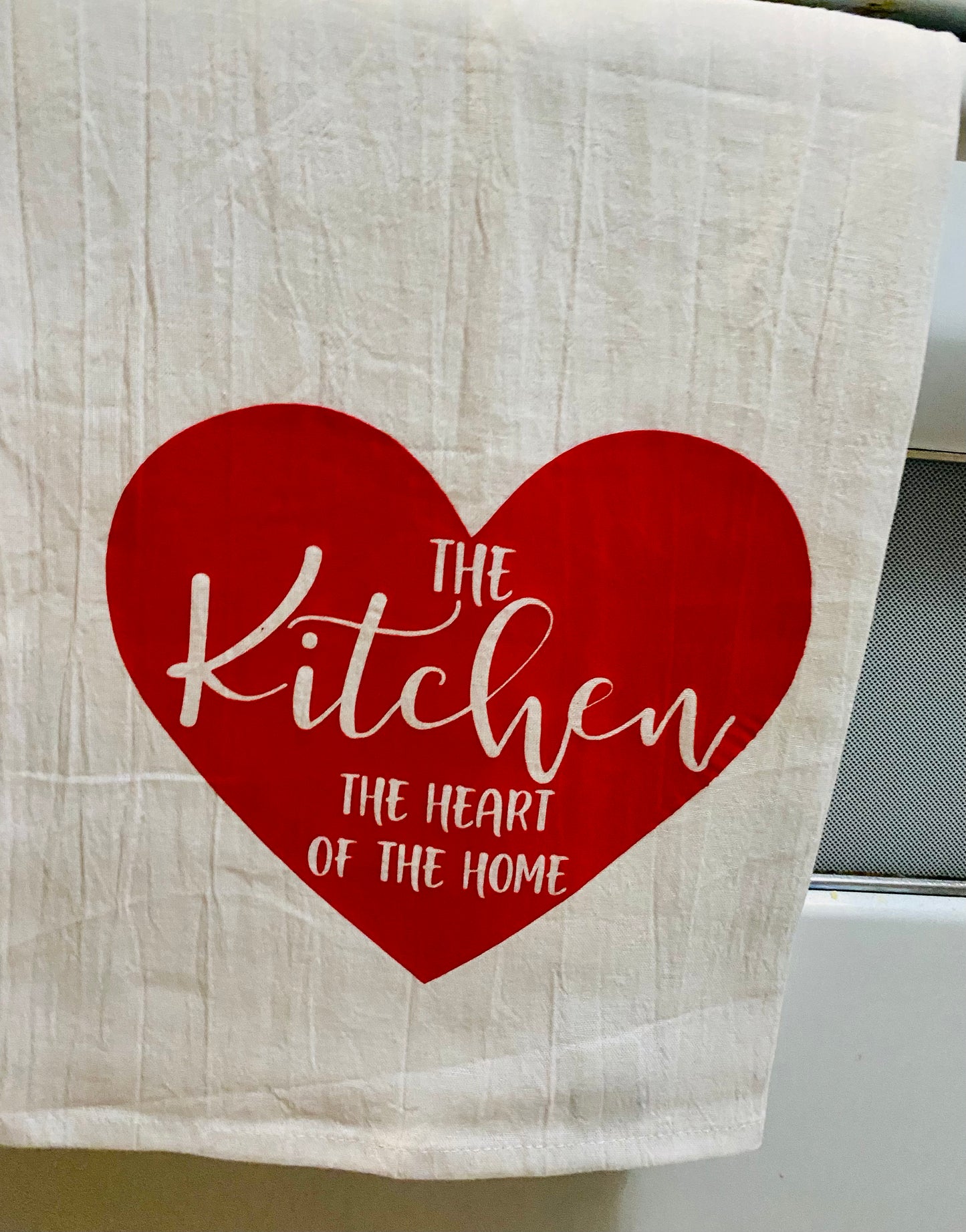 The Kitchen the heart  tea towel, Flour Towel Decorative