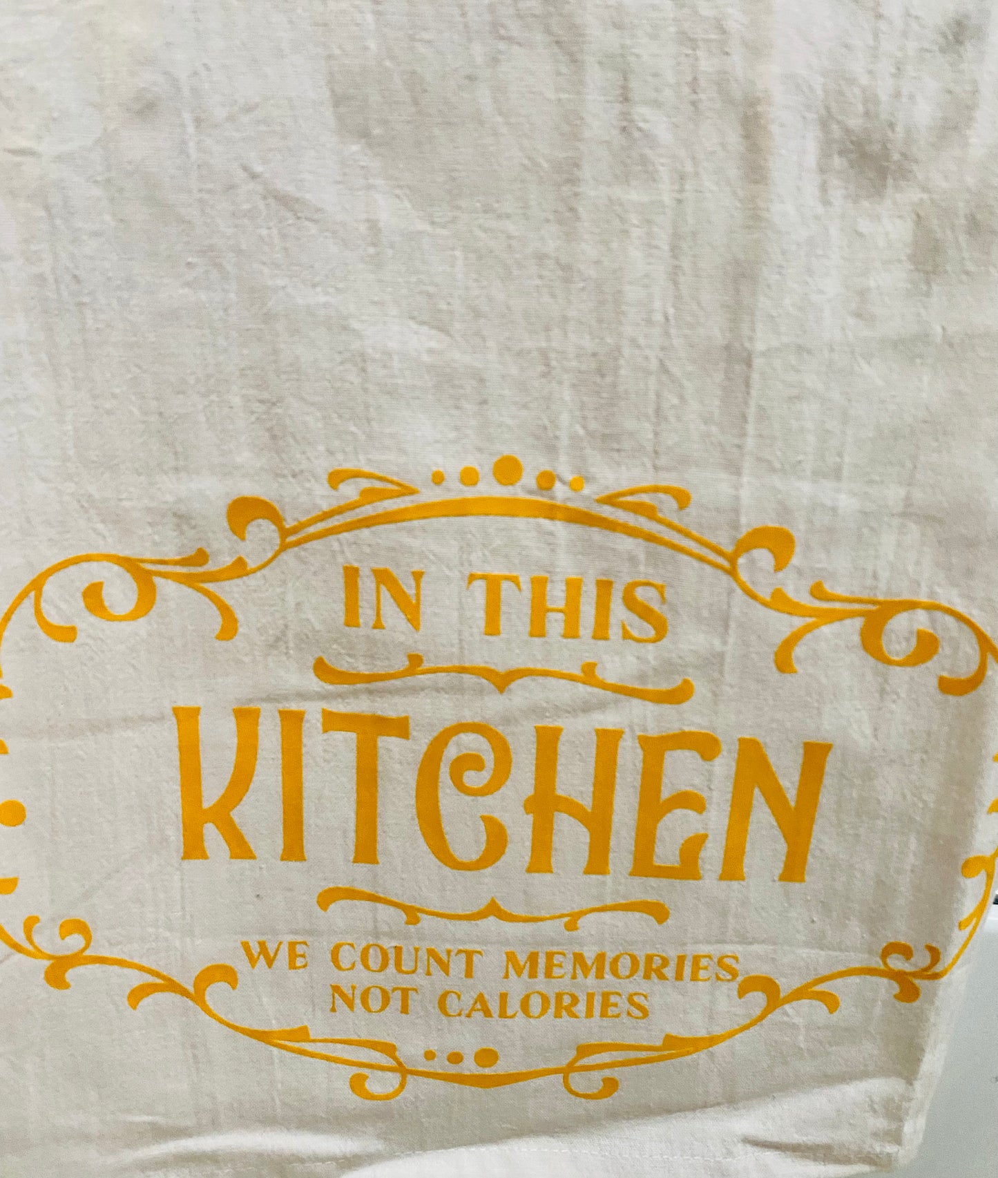 In this Kitchen, Flour Towel decorative and great for Drying