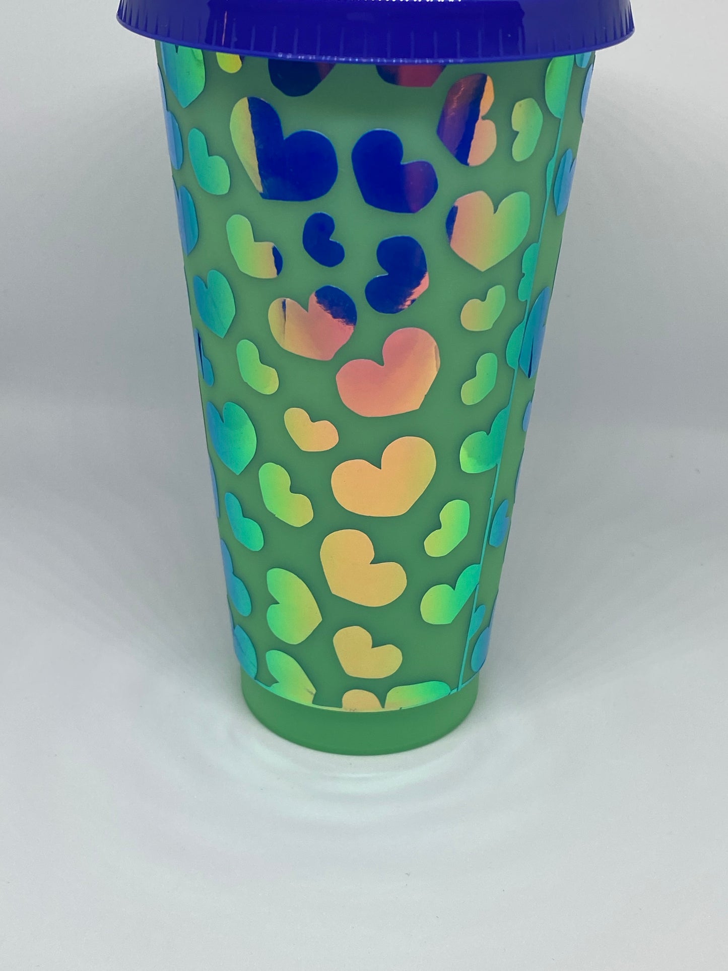 Color Changing with Ice cold liquid hearts tumbler