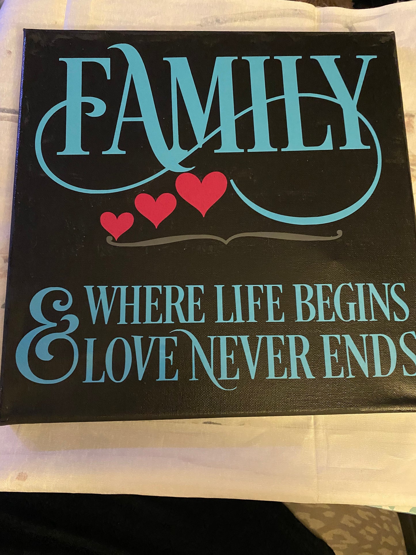 Family Wall Decor 12x12 On Canvas. Can Be Hung Up Or Leaned